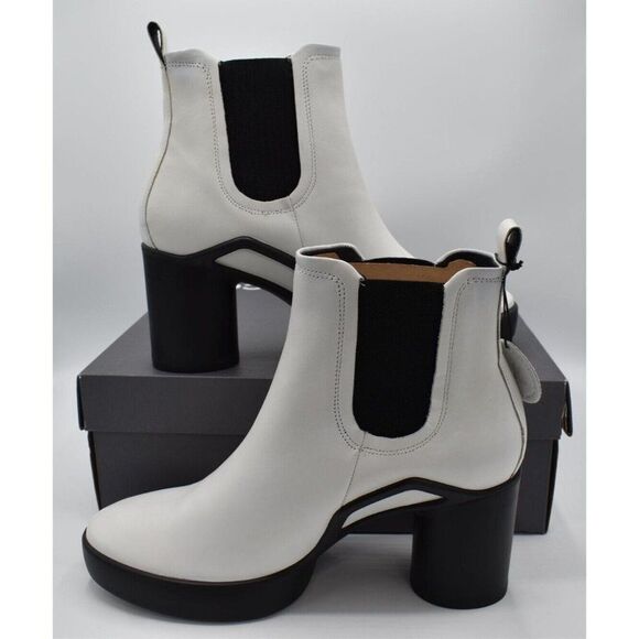 ECCO Womens Sz EU 40 US 9-9.5 Shape Motion 55 Bright White Leather Chelsea Boots - Picture 4 of 12